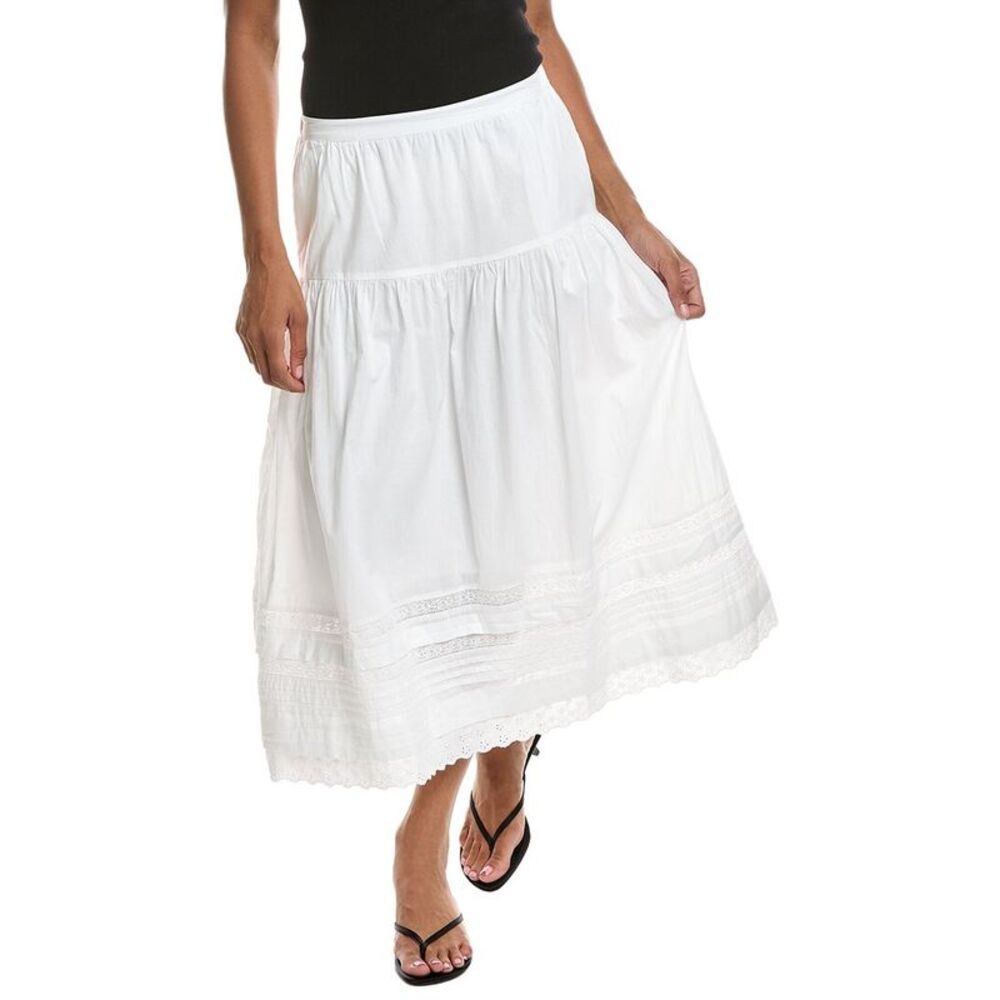 Madewell Womens Pintucked Midi Skirt, White